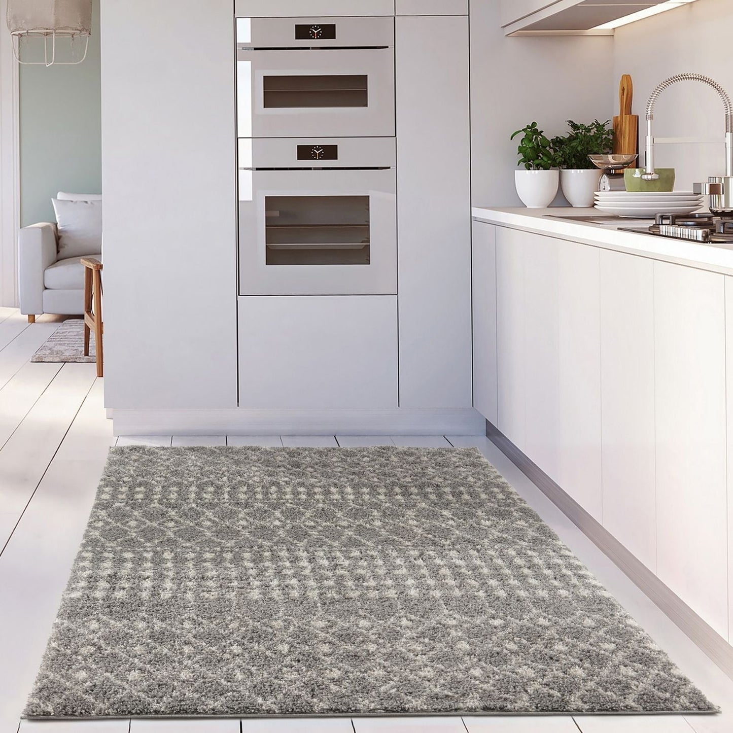 Moroccan Grey Shaggy Rug | 1010