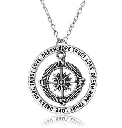 Love Hope Faith Dream Compass Pendant Necklace