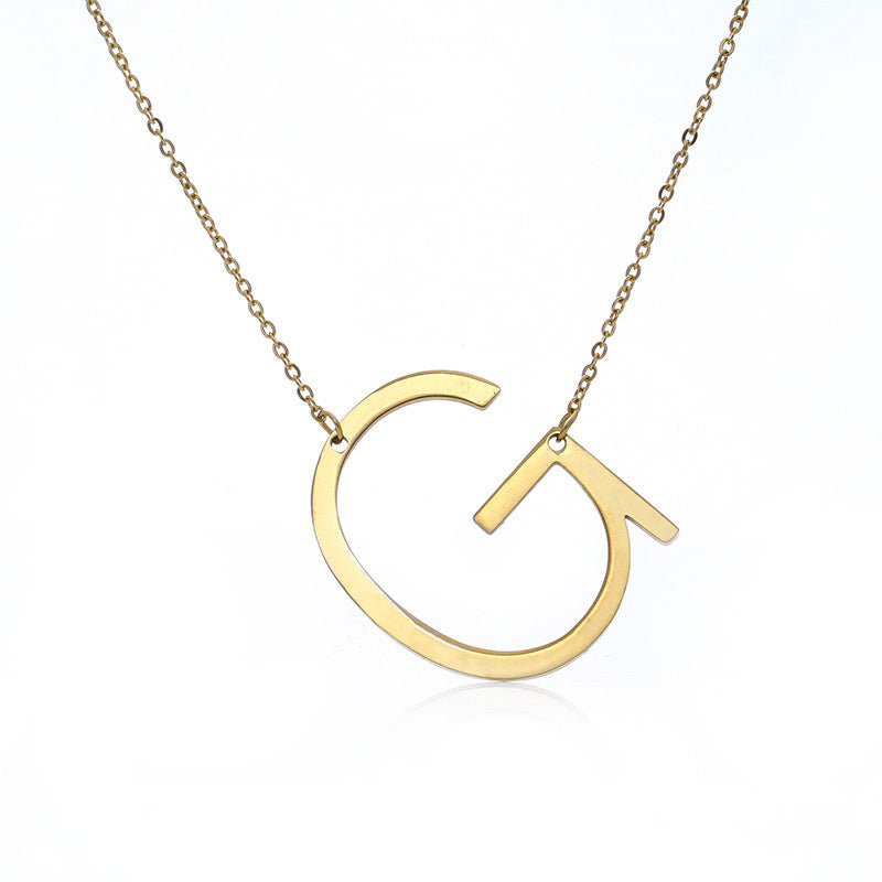 Big Initial Letter Pendant Necklace, Gold Silver, and Rose Gold