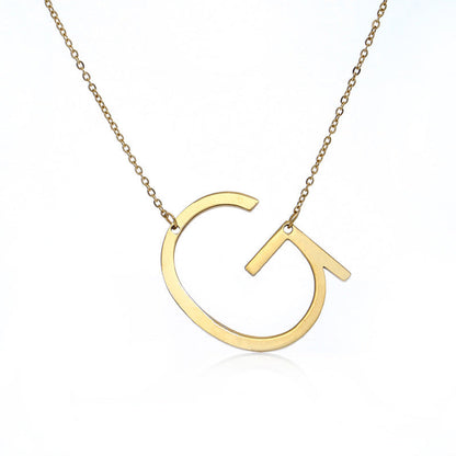 Big Initial Letter Pendant Necklace, Gold Silver, and Rose Gold