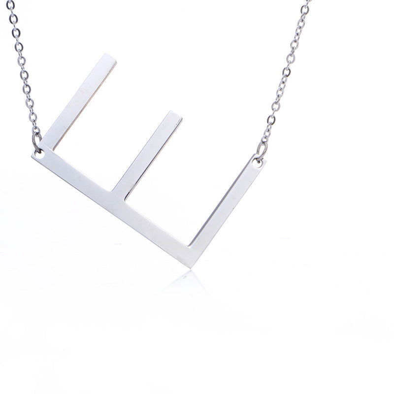 Big Initial Letter Pendant Necklace, Gold Silver, and Rose Gold