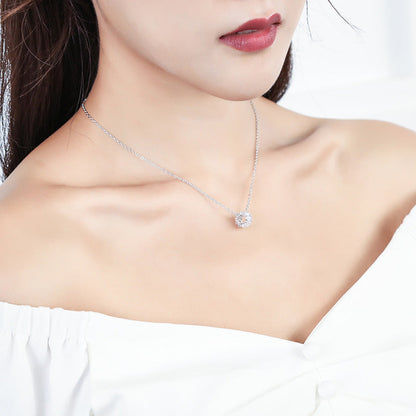Cylinder Zircon Necklace with Rhinestones