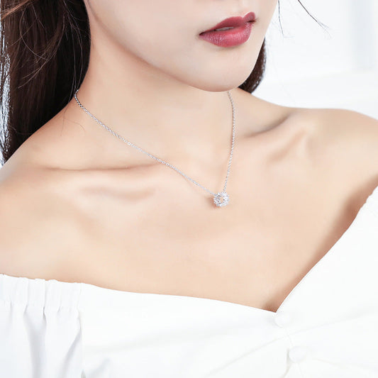 Cylinder Zircon Necklace with Rhinestones