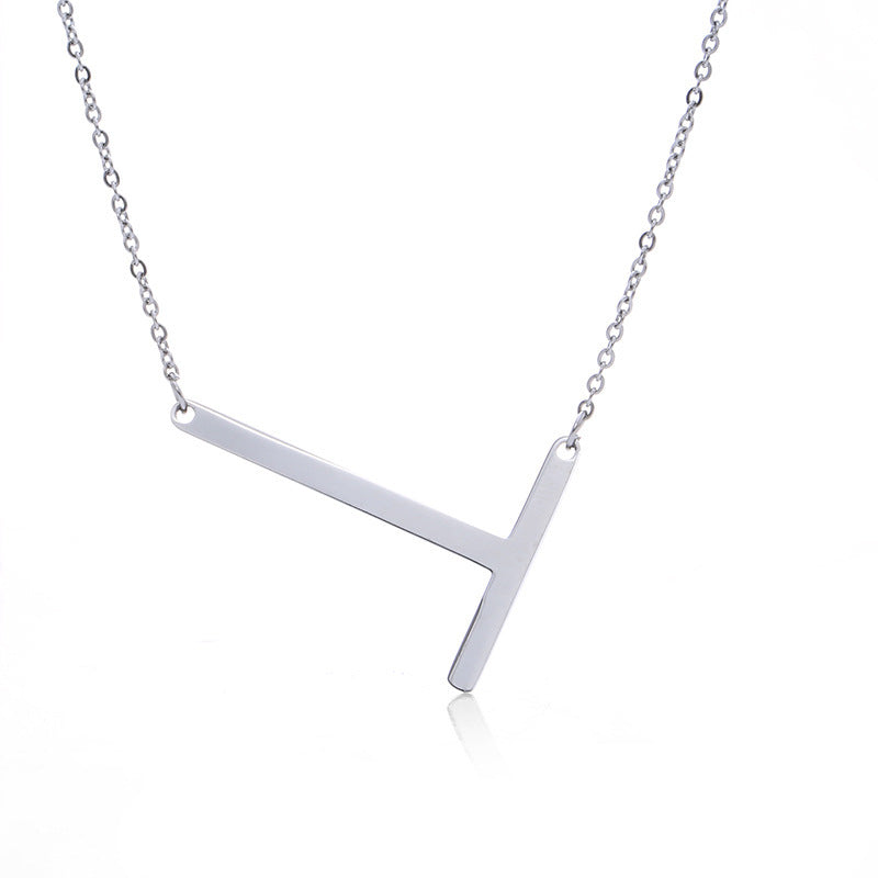 Big Initial Letter Pendant Necklace, Gold Silver, and Rose Gold