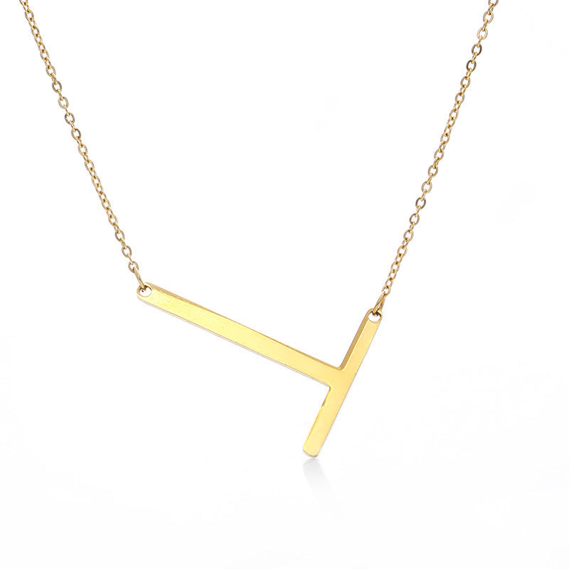 Big Initial Letter Pendant Necklace, Gold Silver, and Rose Gold