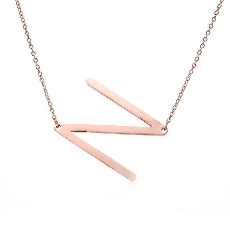 Big Initial Letter Pendant Necklace, Gold Silver, and Rose Gold