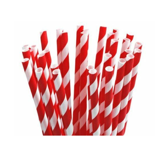 Durane Eco Paper Drinking Straws Pack of 100 White Red