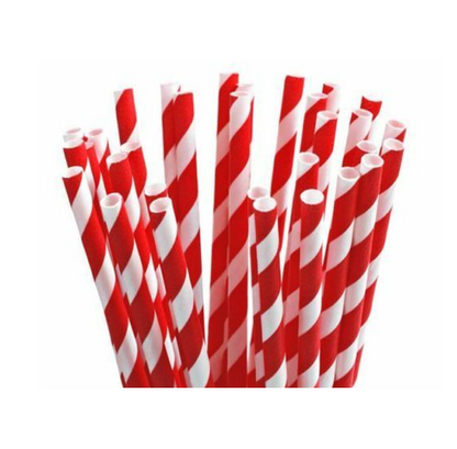 Durane Eco Paper Drinking Straws Pack of 100 White Red