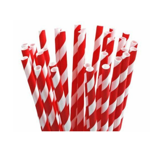 Durane Eco Paper Drinking Straws Pack of 100 White Red