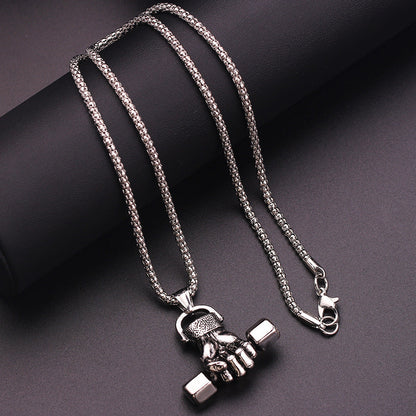 Gym Dumbbell Pendant Necklace