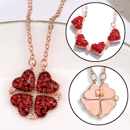 Love Foldable Clover Leaf Pendant Necklace & Set