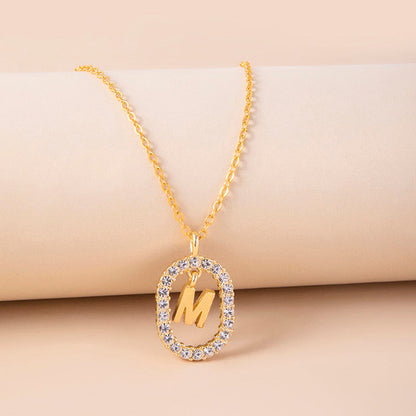 A, J, M, S Crystal Letter Necklace