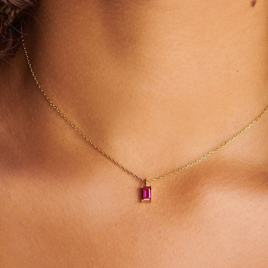 Titanium Steel Birthstone Necklaces