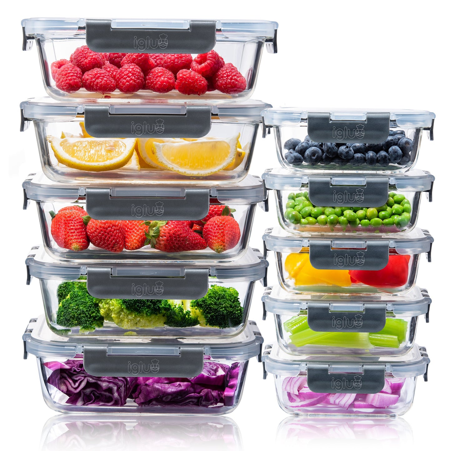 Glass Containers with Lids (10 Pack) – Airtight & BPA-Free – Oven, Microwave, Freezer & Dishwasher Safe – 370ml & 1050ml – Durable Borosilicate Glass