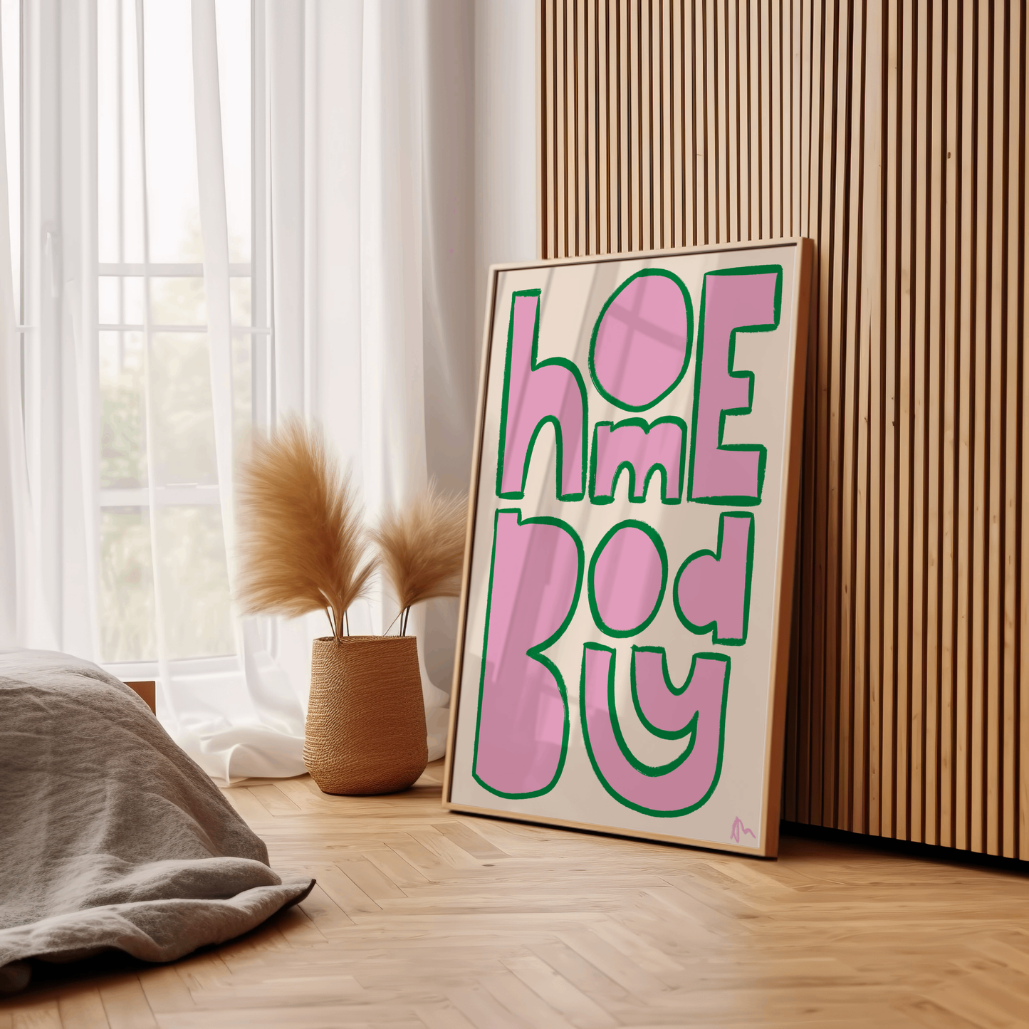 Homebody | Pink and Green Living Room Bright Bold Print Wall Art