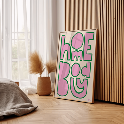 Homebody | Pink and Green Living Room Bright Bold Print Wall Art