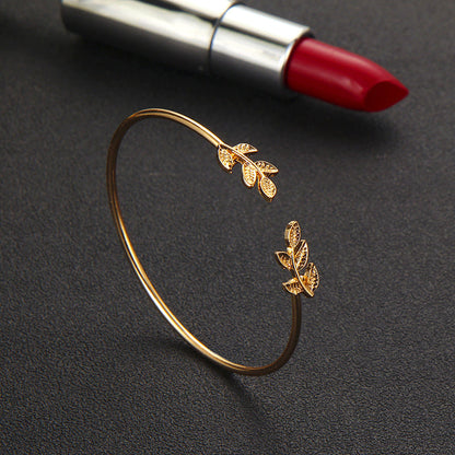 Bohemia Leaf Knot Hand Cuff Link Chain Bracelet Set, 4Pcs