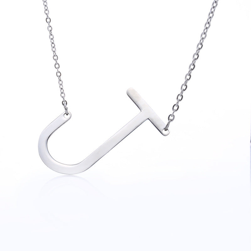 Big Initial Letter Pendant Necklace, Gold Silver, and Rose Gold