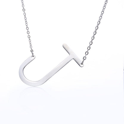 Big Initial Letter Pendant Necklace, Gold Silver, and Rose Gold