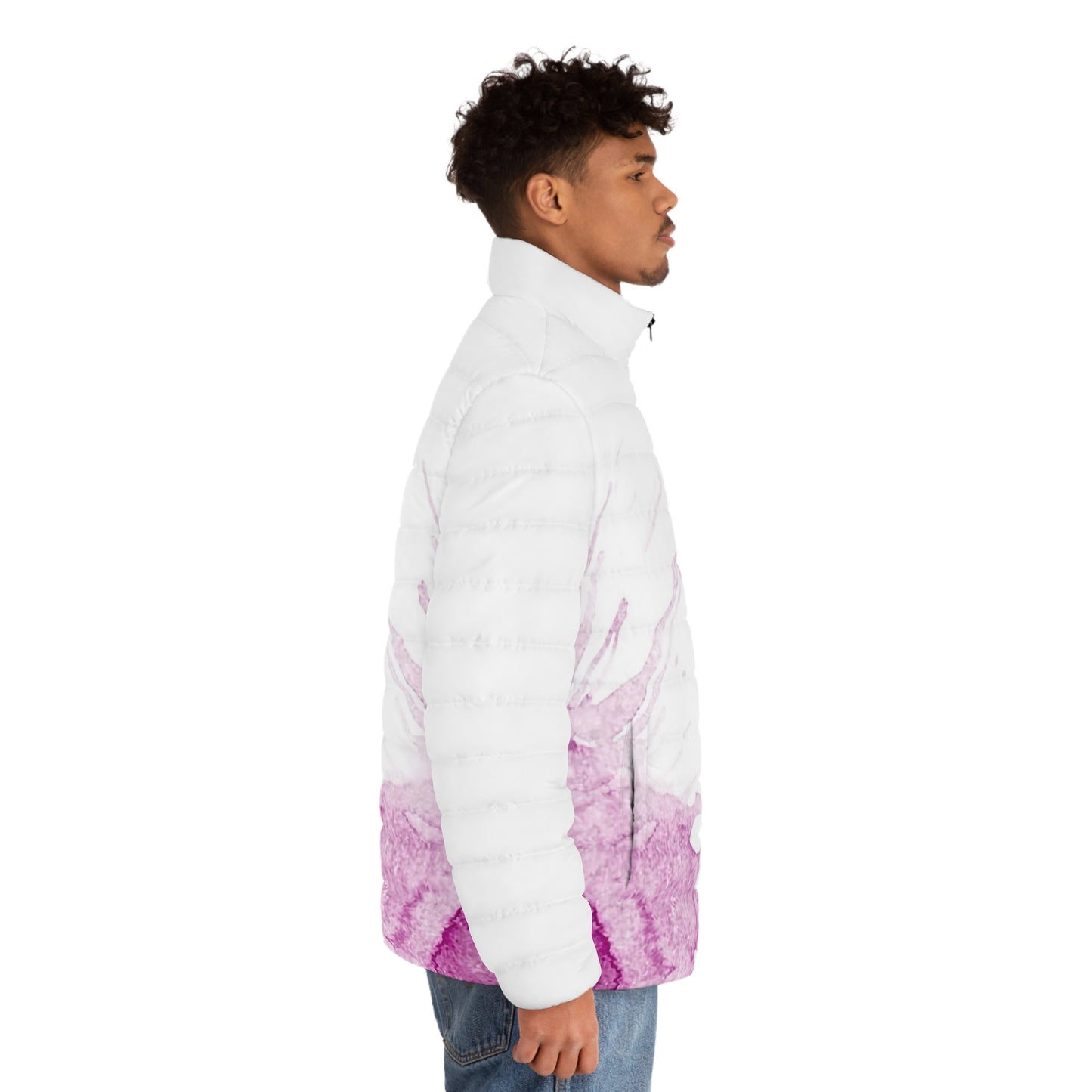 Watercolour Pink Splash - Mens Puffer Jacket