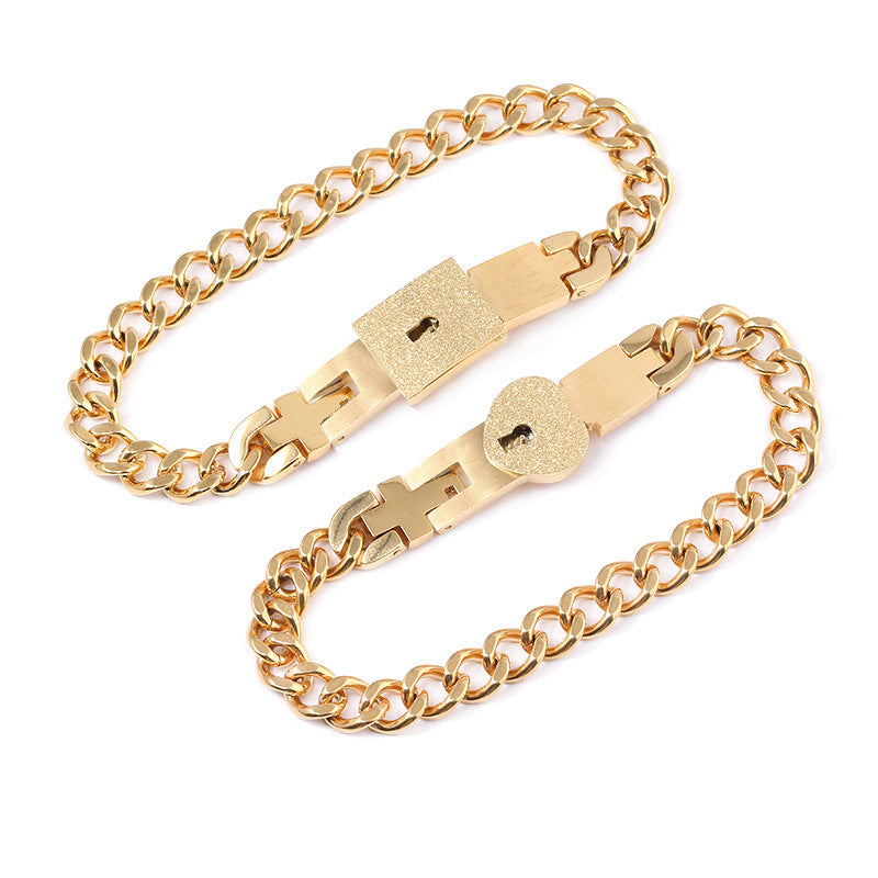 Couple Love Lock Bracelet & Key Necklace Set