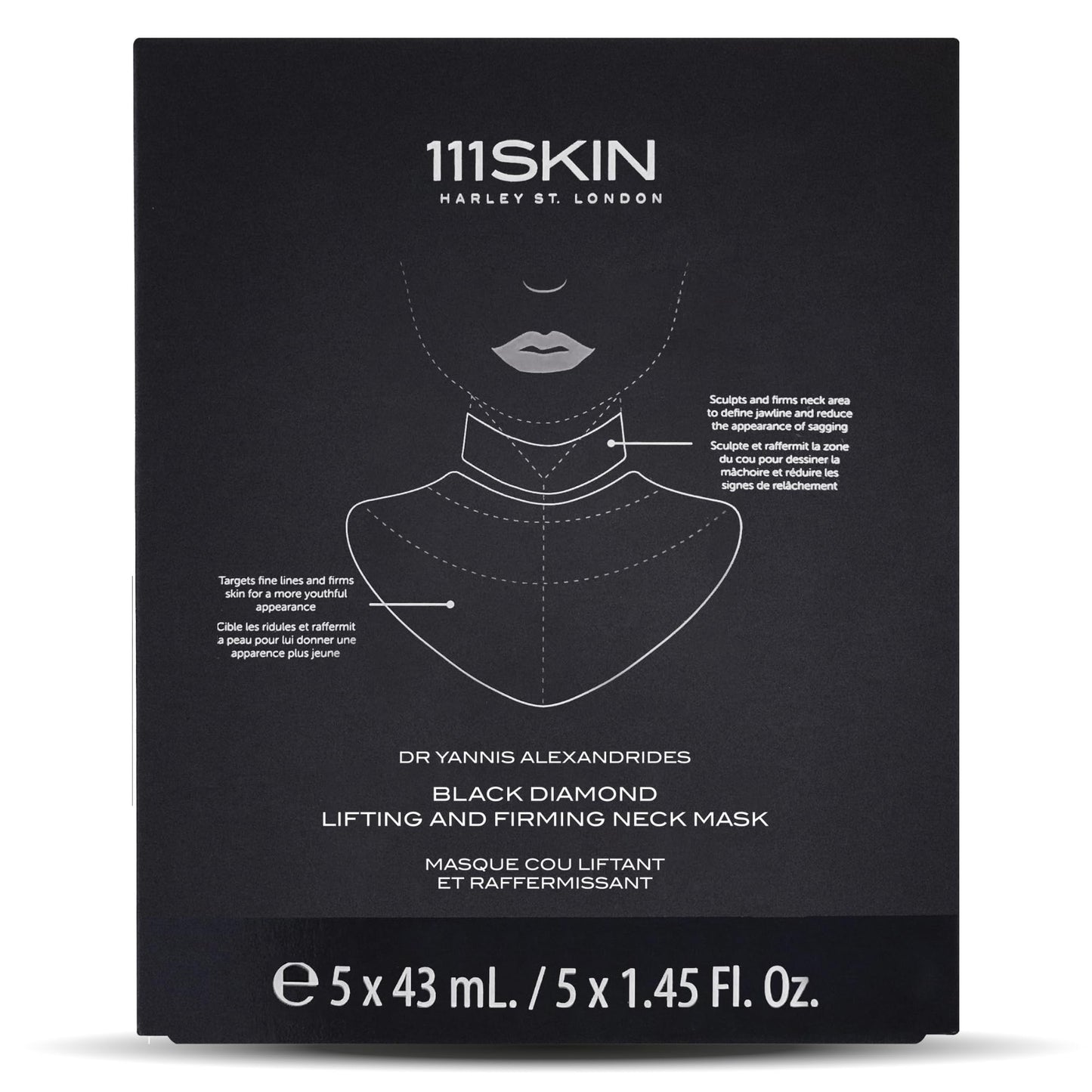 111SKIN Black Diamond Lifting & Firming Neck Mask – Peptide & Niacinamide Hydrogel, 5 Sheet Masks