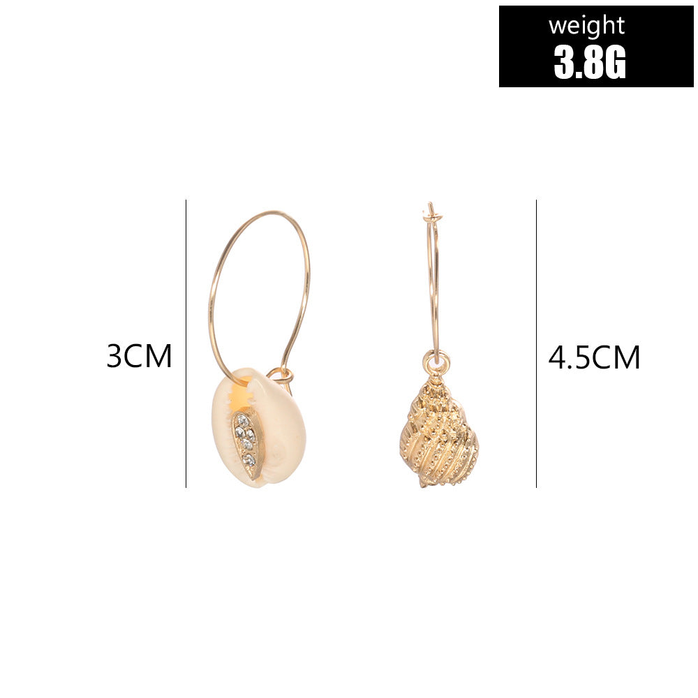 Bohemian Gold-Plated Shell Pearl Tassel Earrings