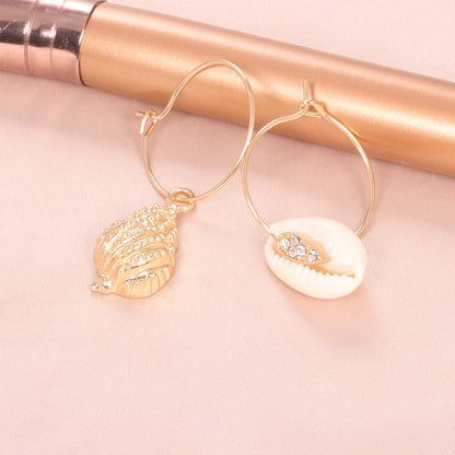 Bohemian Gold-Plated Shell Pearl Tassel Earrings