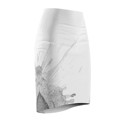 Watercolour Grey Splash - Womens Pencil Skirt
