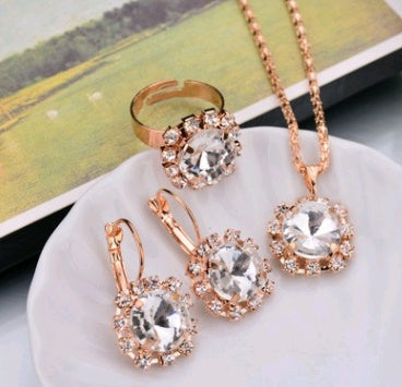 Water Drop Diamond Necklace, Earrings & Rings Sets