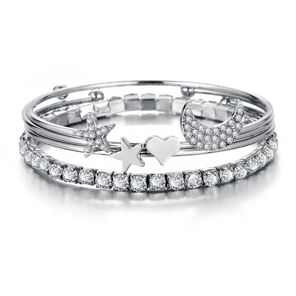 Moon & Stars Cuff Bracelet Set