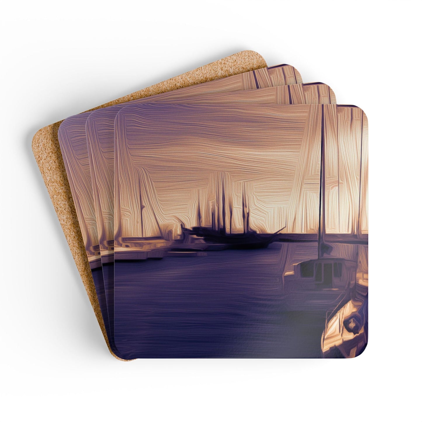The Sleeping Yachts (at Sunset) - Coaster Set