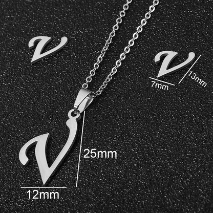 Stainless Steel Alphabet Necklace, 26 Initial Letters A–Z