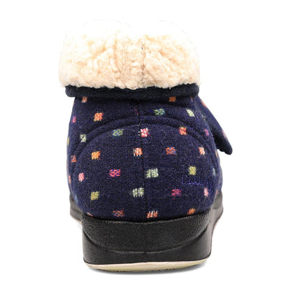 Padders + Ladies Slippers Dual Fit 4E/6E & 6E BESS - Navy Woven Spot