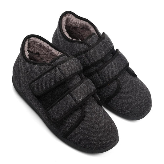 Padders+ Mens Slippers Dual Fit K/L BRIAN - CHARCOAL FLECK
