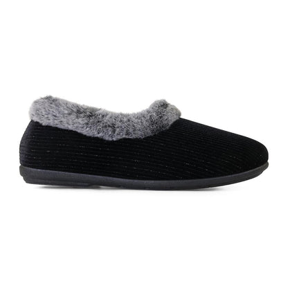 Padders Ladies Dual Fit Slippers 2E/3E SHAE - BLACK SPARKLE CORD