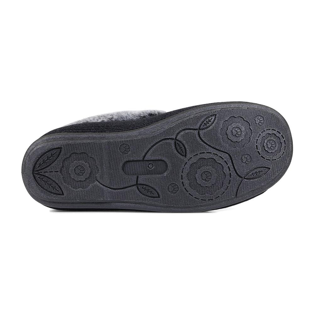 Padders Ladies Dual Fit Slippers 2E/3E SHAE - BLACK SPARKLE CORD