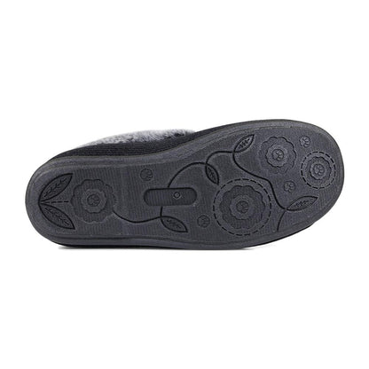 Padders Ladies Dual Fit Slippers 2E/3E SHAE - BLACK SPARKLE CORD