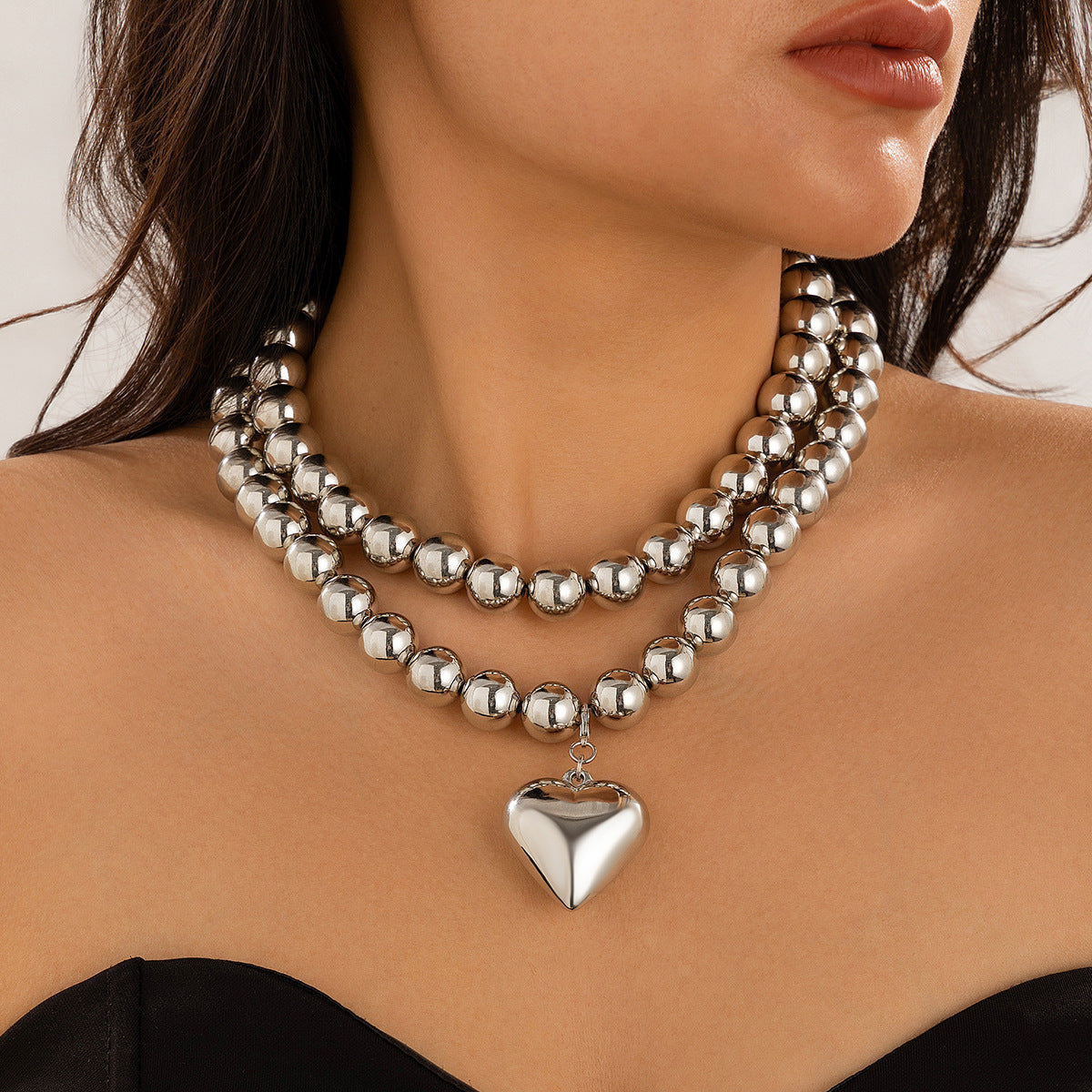 Ornament Pearl Heart Clavicle Chain Necklace