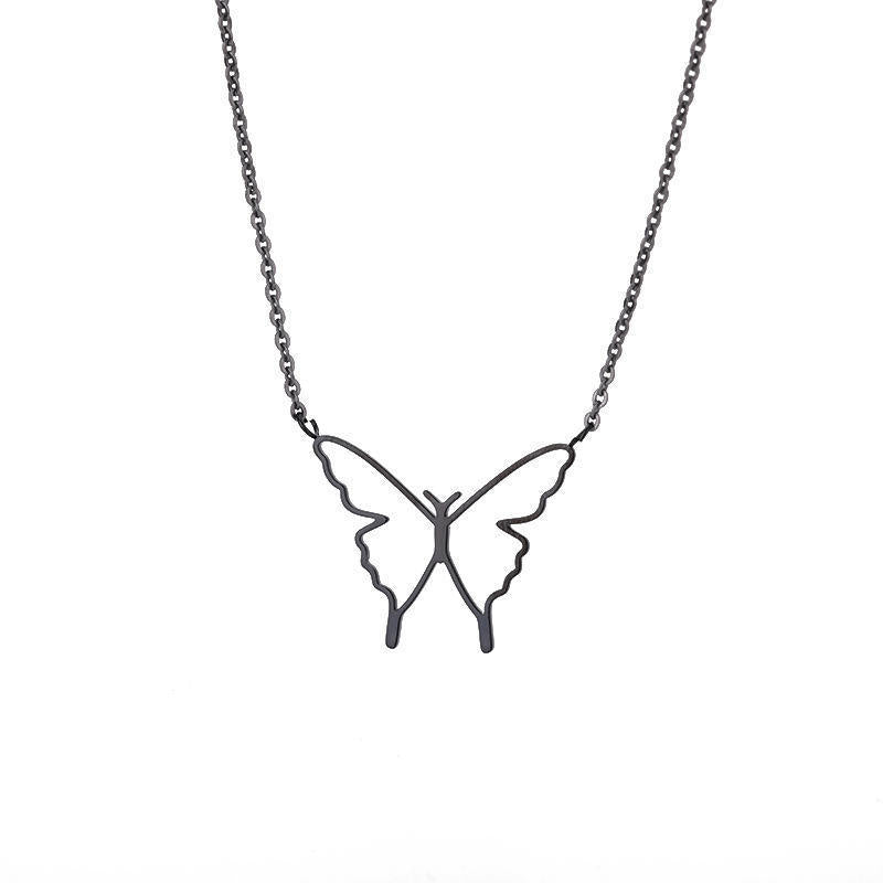 Hollow Butterfly Wings Pendant Necklace