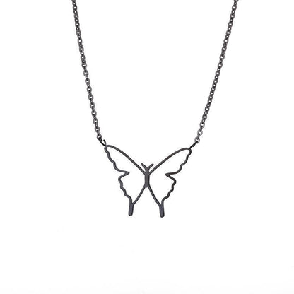 Hollow Butterfly Wings Pendant Necklace