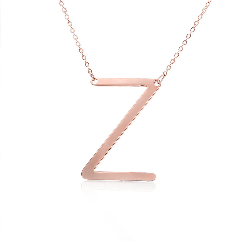 Big Initial Letter Pendant Necklace, Gold Silver, and Rose Gold