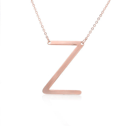 Big Initial Letter Pendant Necklace, Gold Silver, and Rose Gold