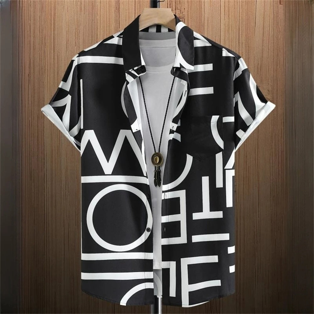 Men’s 3D Digital Print Stitch Shirt – Bold, Stylish & Modern Streetwear