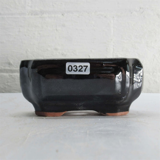 11cm Glazed Bonsai Pot | Rectangle | 11cm x 8cm x 5cm | Black