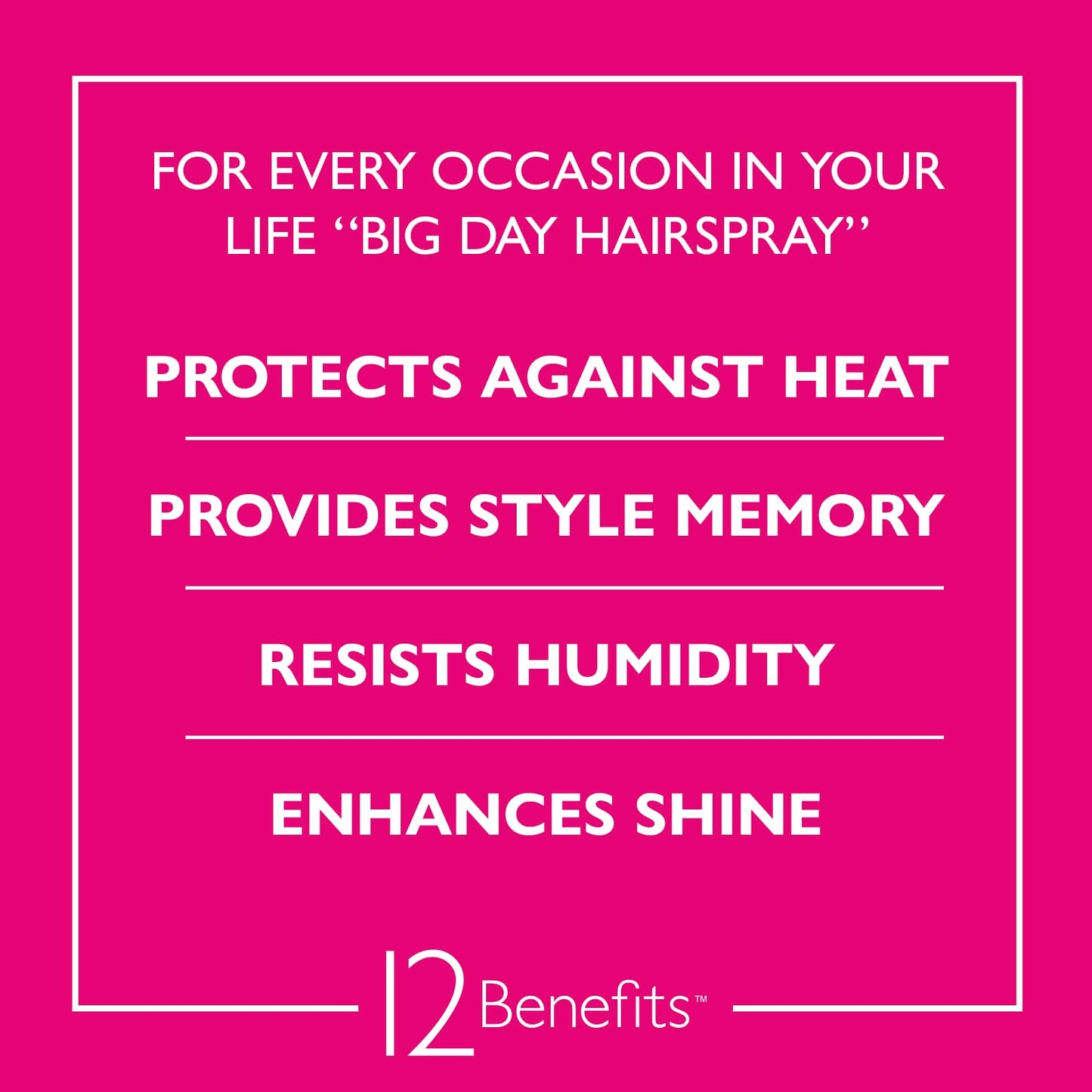 12 Benefits Big Day Hairspray – Long-Lasting Hold, Heat Protection & Humidity Shield (8 Oz)