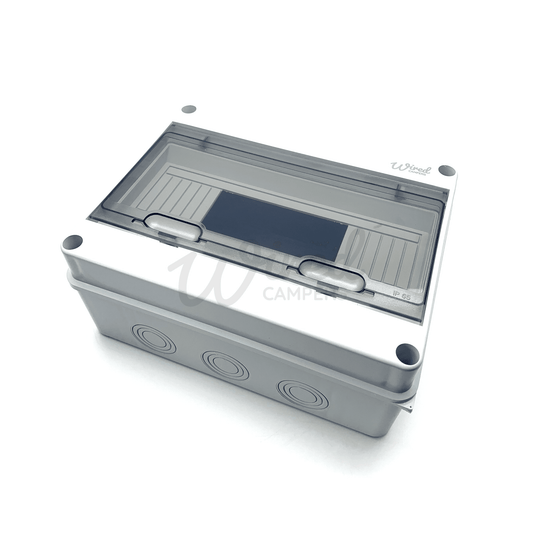 12 Way RCD/MCB Mains Camper Van Consumer Unit Plastic Enclosure - IP65