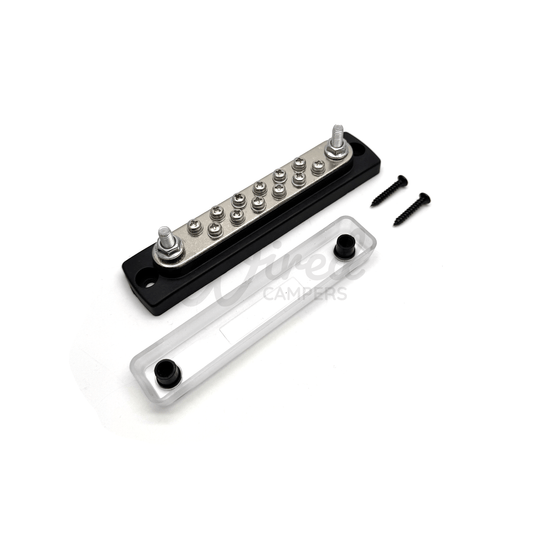 12 Way Terminal DC Negative Common Bus Bar With Cover - 150A 48V Max