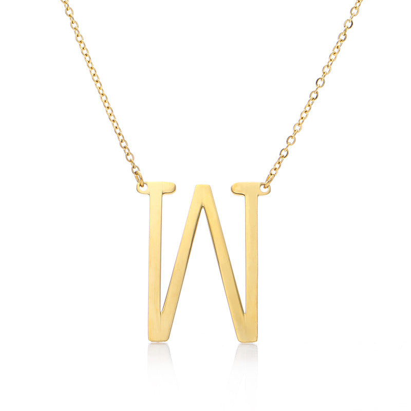 Big Initial Letter Pendant Necklace, Gold Silver, and Rose Gold