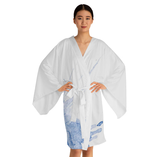 Watercolour Blue Splash - Womens Kimono Robe